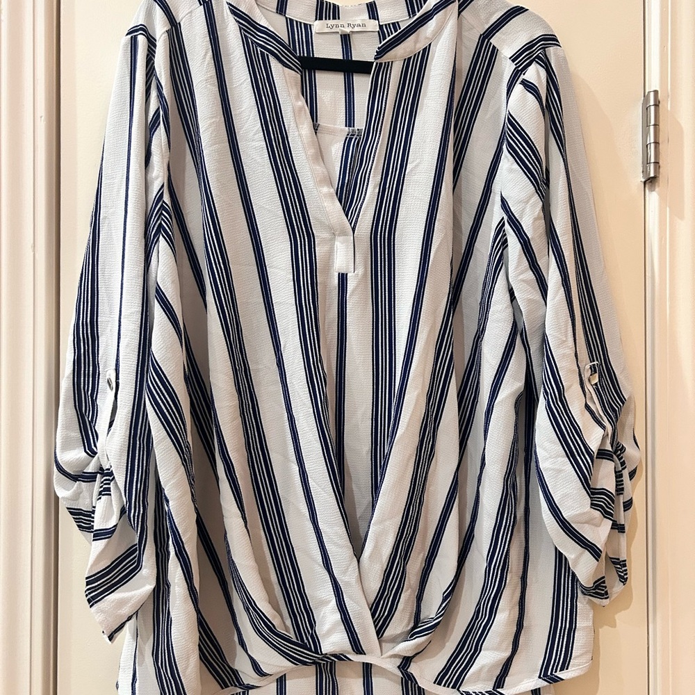 Striped Navy and White Women's Top